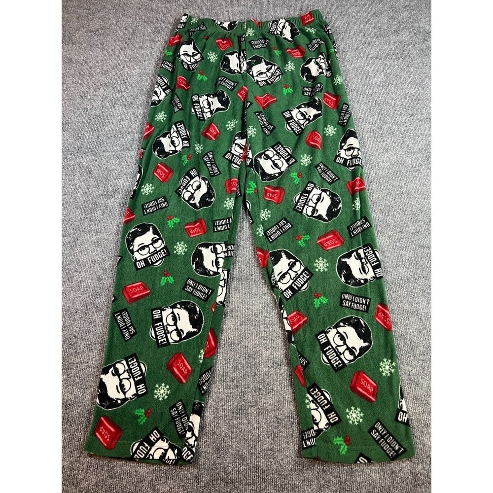 A Christmas Story Ralphie OH FUDGE Green Fleece Pajama Lounge Pants Holiday
